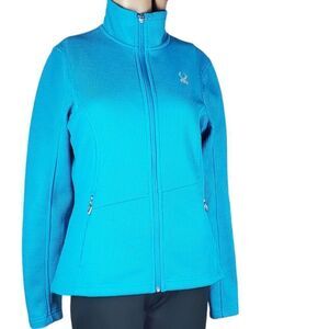 Spyder Teal Blue Ribbed Full Zip Jacket
